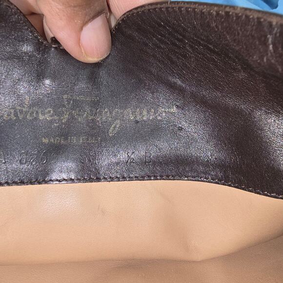 Salvatore Ferragamo Boots Womens 9.5 M Brown Leather Tall Riding Calf Pull Zip - Picture 14 of 16